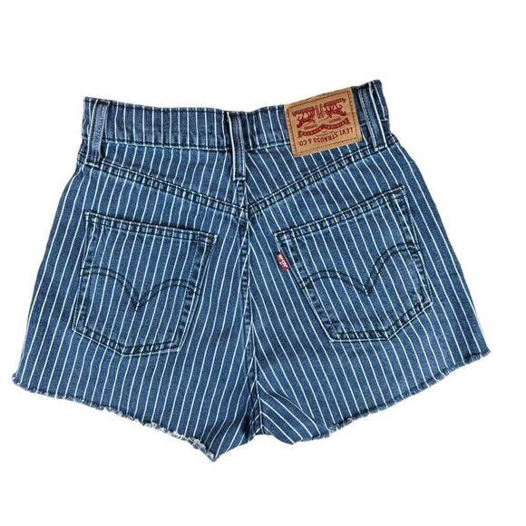 Rare! Levi’s x Stranger Things Pin Stripe Denim Cut Off Shorts - Picture 1 of 10